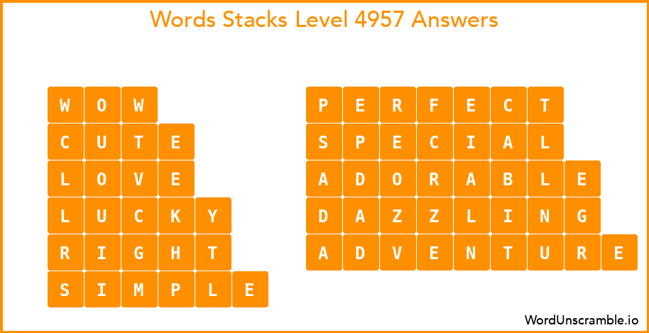 Word Stacks Level 4957 Answers