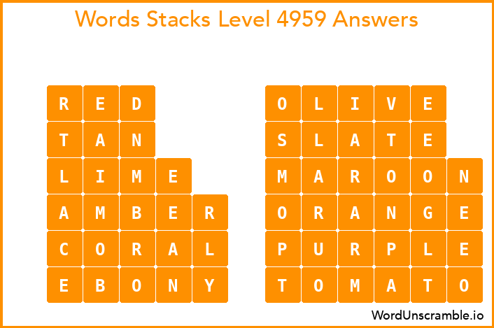 Word Stacks Level 4959 Answers