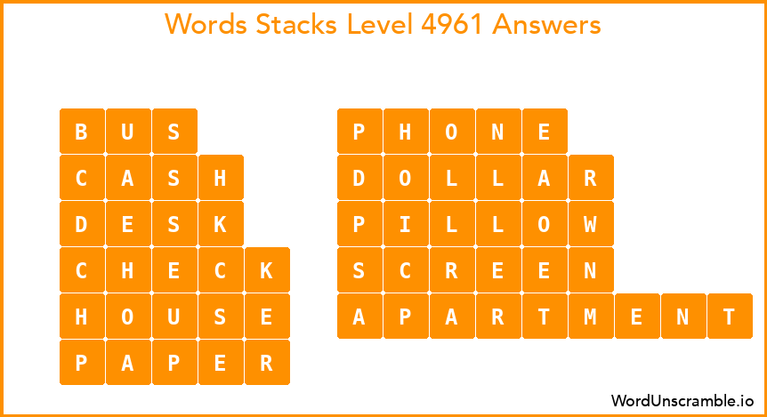 Word Stacks Level 4961 Answers