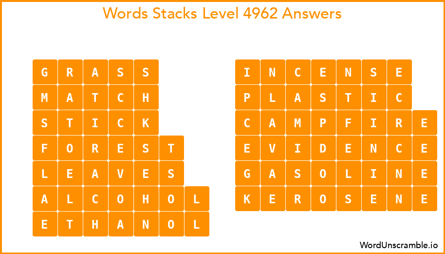 Word Stacks Level 4962 Answers