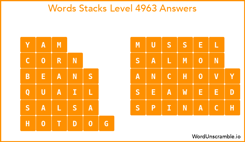 Word Stacks Level 4963 Answers