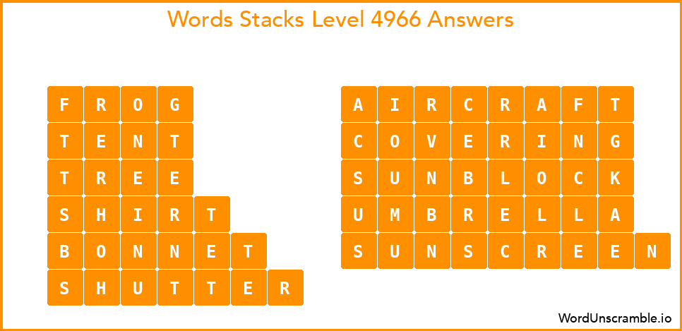 Word Stacks Level 4966 Answers