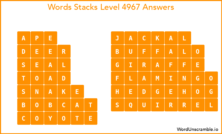 Word Stacks Level 4967 Answers