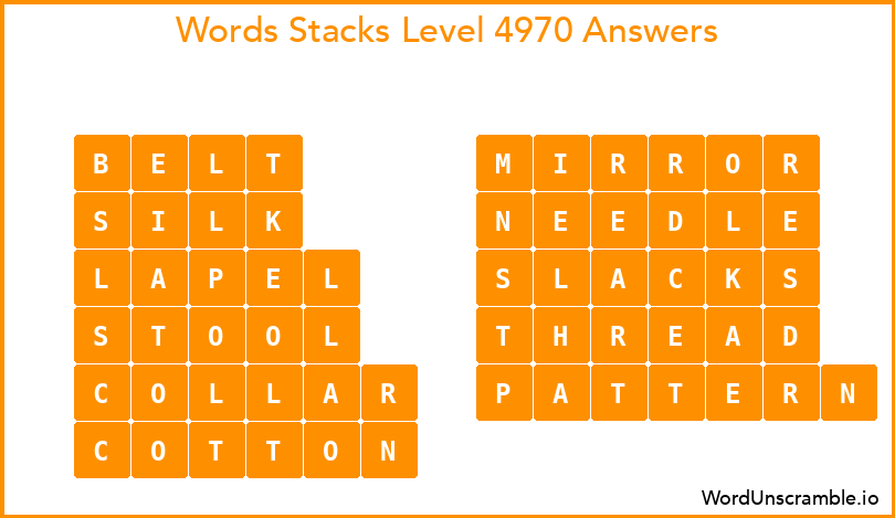 Word Stacks Level 4970 Answers