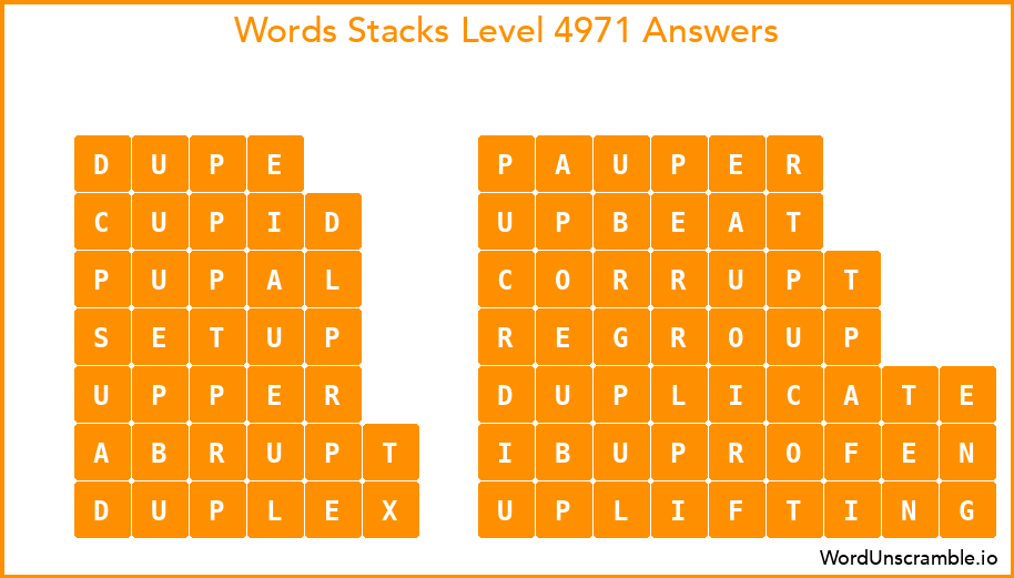 Word Stacks Level 4971 Answers