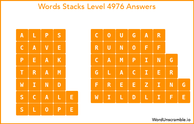 Word Stacks Level 4976 Answers