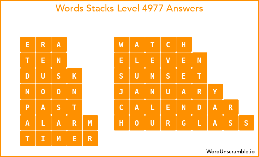 Word Stacks Level 4977 Answers