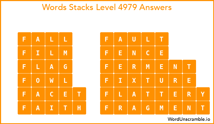 Word Stacks Level 4979 Answers