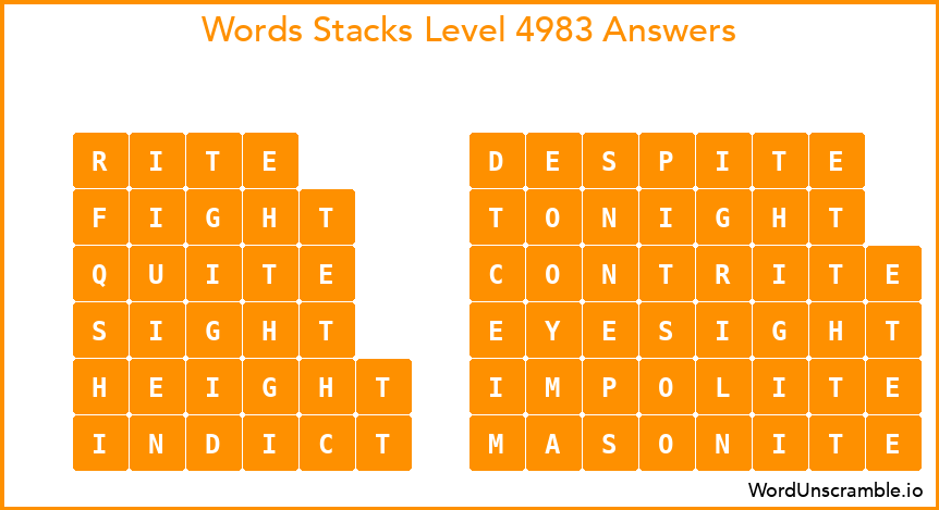 Word Stacks Level 4983 Answers