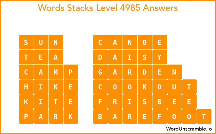 Word Stacks Level 4985 Answers