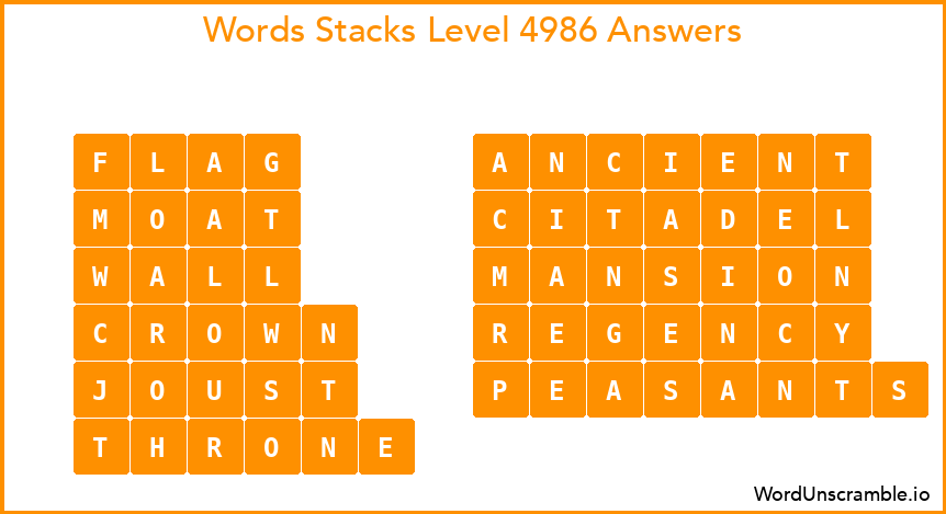 Word Stacks Level 4986 Answers