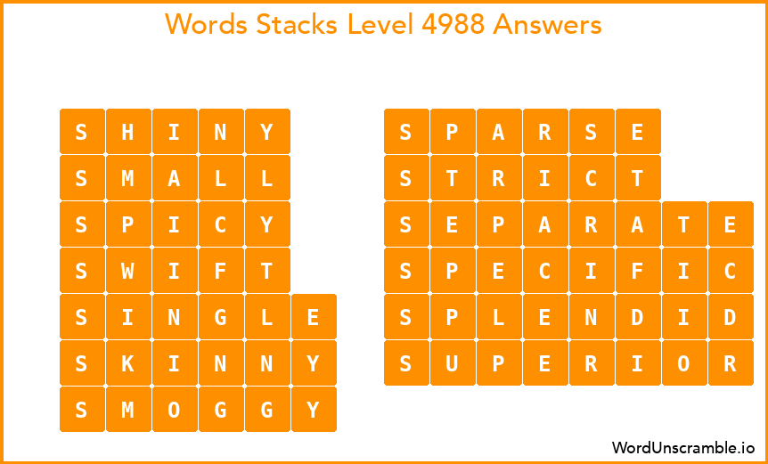 Word Stacks Level 4988 Answers