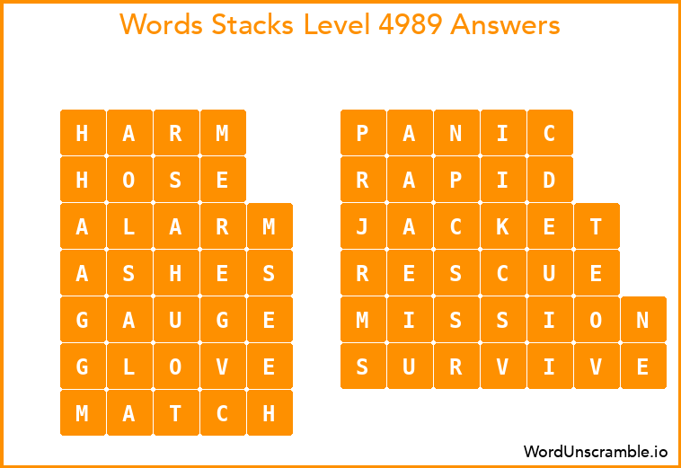 Word Stacks Level 4989 Answers