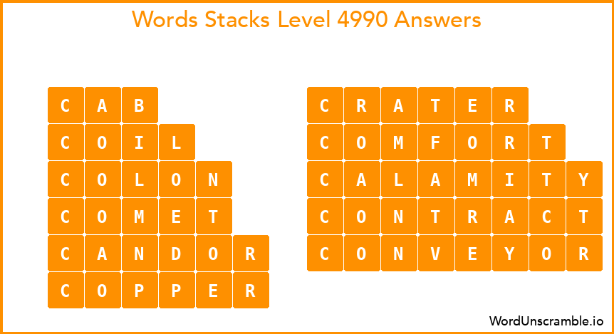 Word Stacks Level 4990 Answers