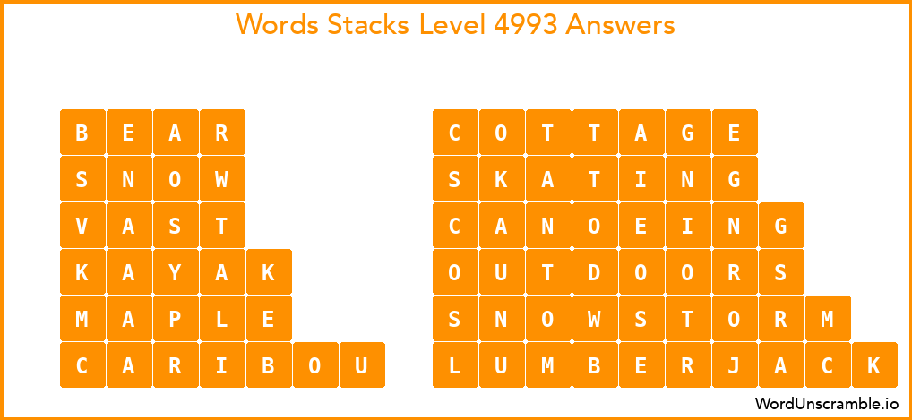 Word Stacks Level 4993 Answers