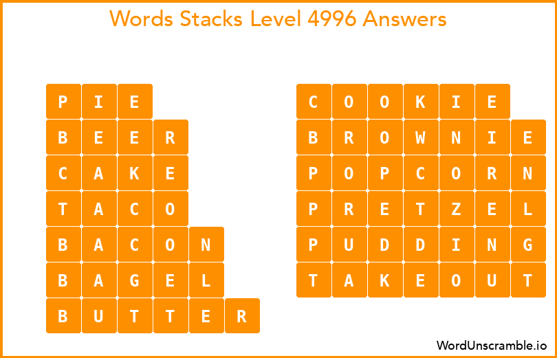 Word Stacks Level 4996 Answers