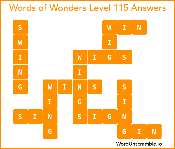 Words of Wonders Level 115 Answers