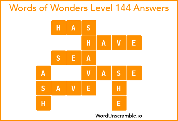 Words of Wonders Level 144 Answers