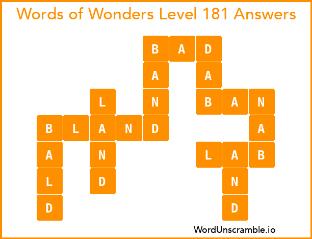 Words of Wonders Level 181 Answers