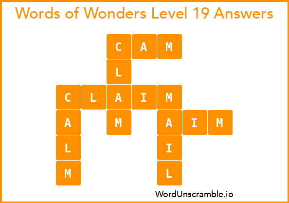 Words of Wonders Level 19 Answers