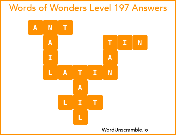 Words of Wonders Level 197 Answers