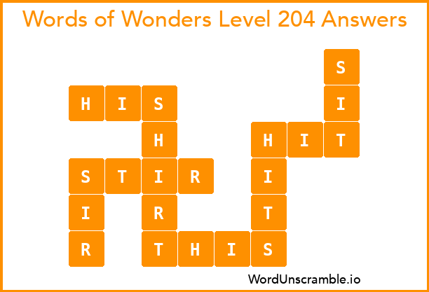 Words of Wonders Level 204 Answers