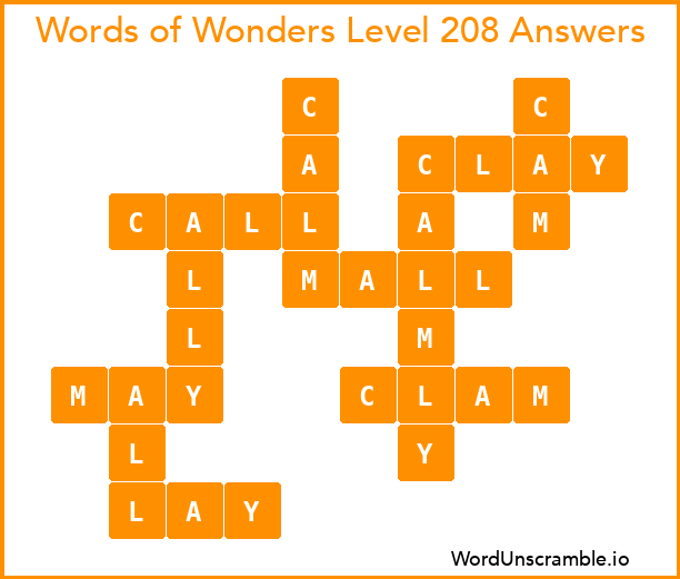 Words of Wonders Level 208 Answers
