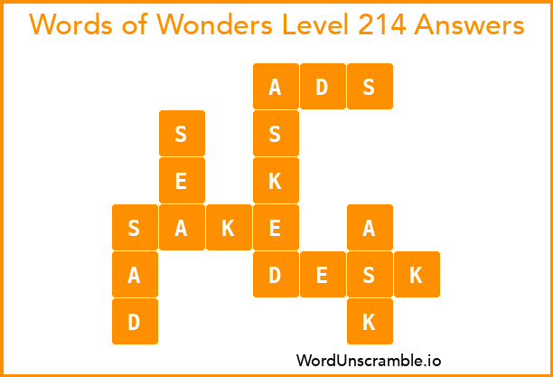 Words of Wonders Level 214 Answers