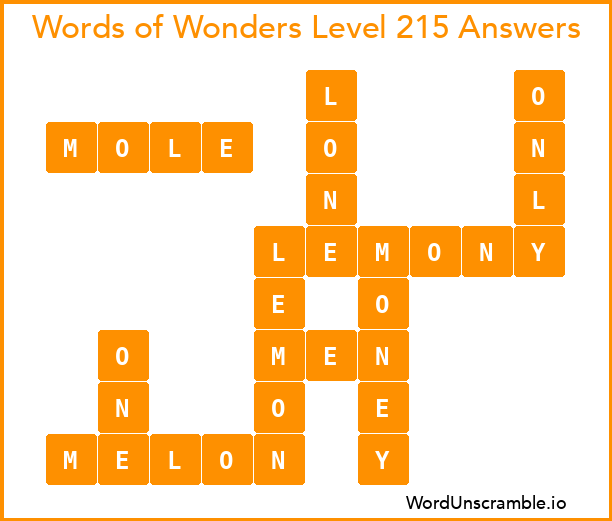 Words of Wonders Level 215 Answers