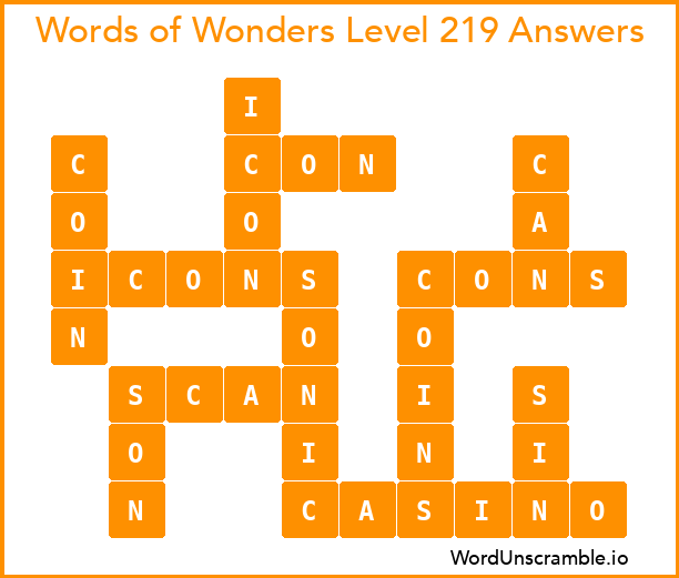 Words of Wonders Level 219 Answers