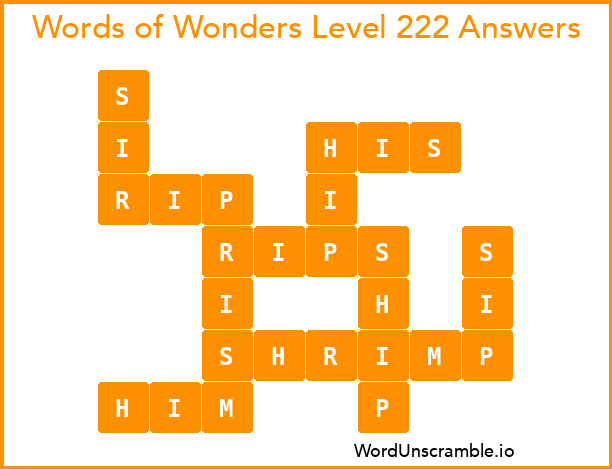 Words of Wonders Level 222 Answers