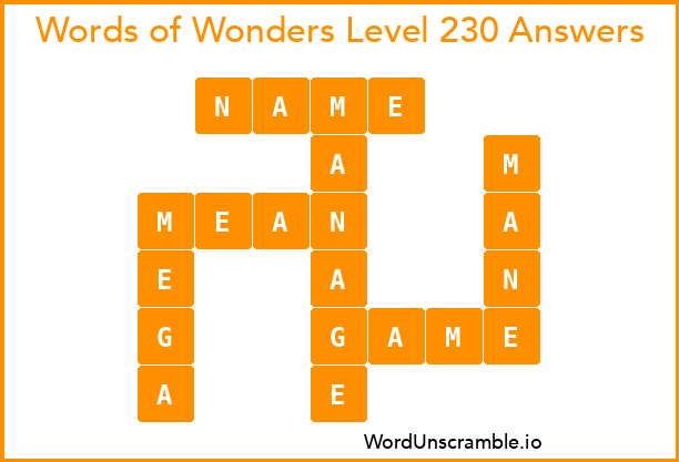 Words of Wonders Level 230 Answers