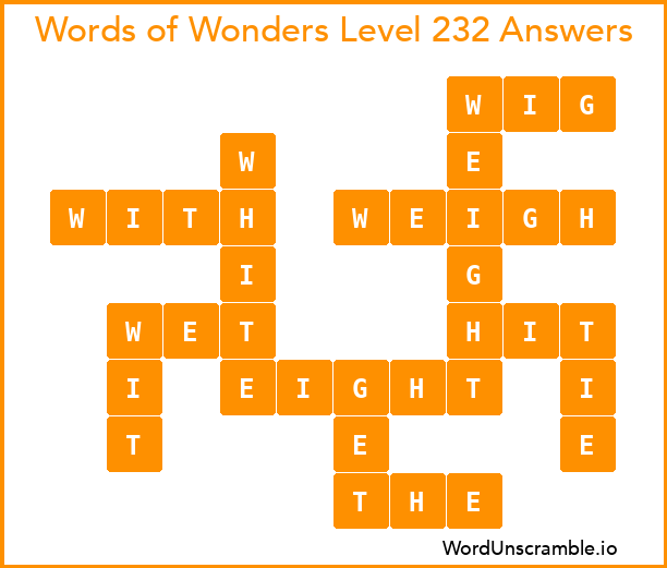 Words of Wonders Level 232 Answers