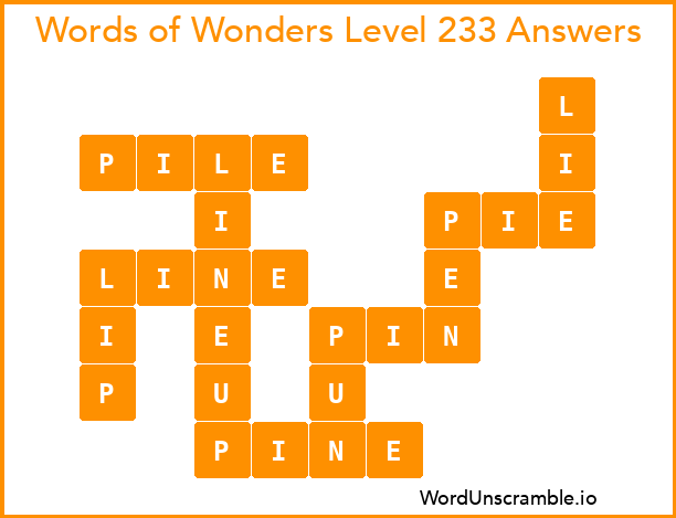 Words of Wonders Level 233 Answers