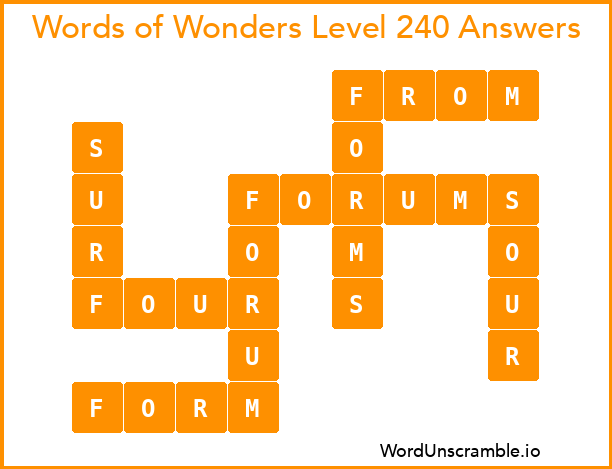 Words of Wonders Level 240 Answers