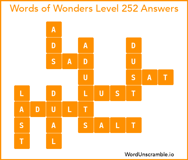 Words of Wonders Level 252 Answers