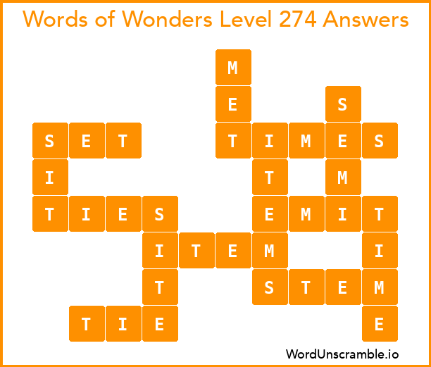 Words of Wonders Level 274 Answers