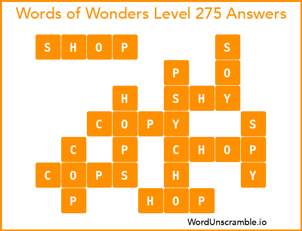 Words of Wonders Level 275 Answers