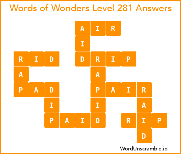 Words of Wonders Level 281 Answers