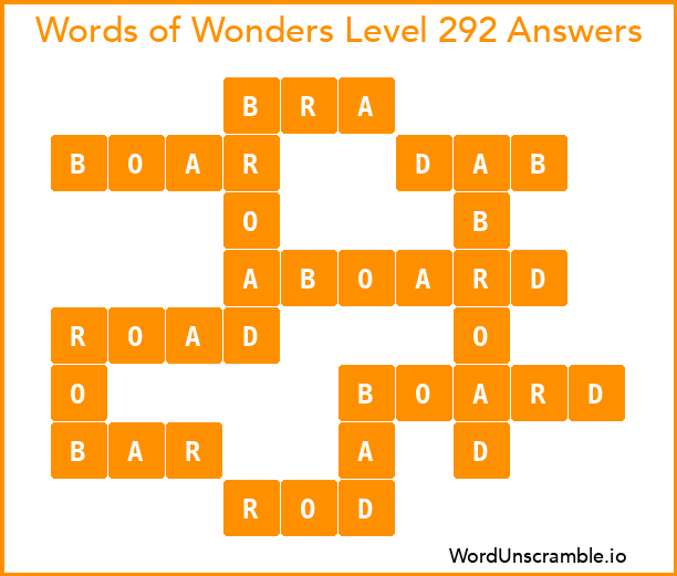 Words of Wonders Level 292 Answers