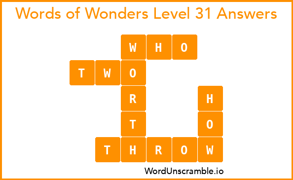 Words of Wonders Level 31 Answers