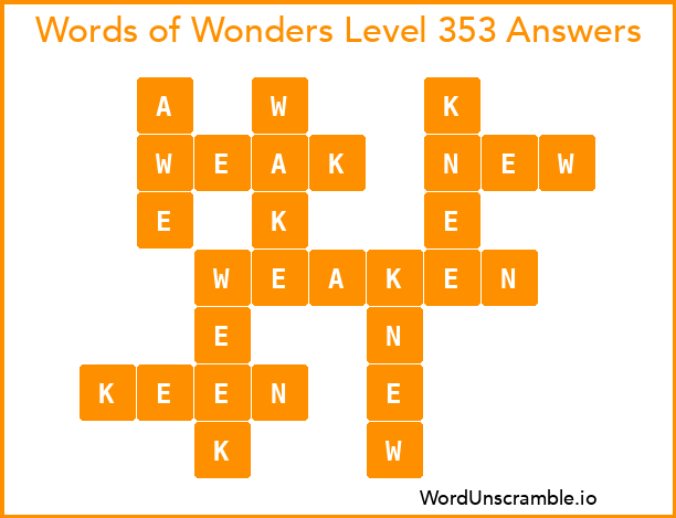 Words of Wonders Level 353 Answers