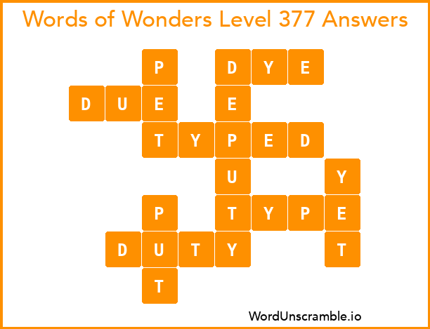 Words of Wonders Level 377 Answers