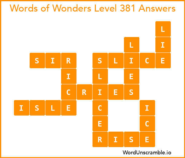 Words of Wonders Level 381 Answers