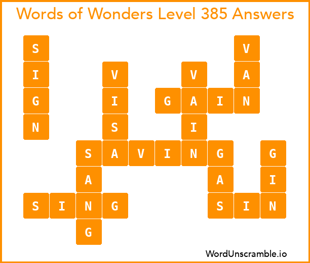 Words of Wonders Level 385 Answers