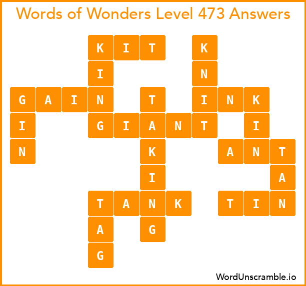 Words of Wonders Level 473 Answers
