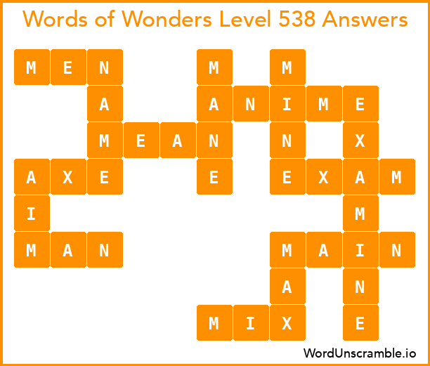 Words of Wonders Level 538 Answers