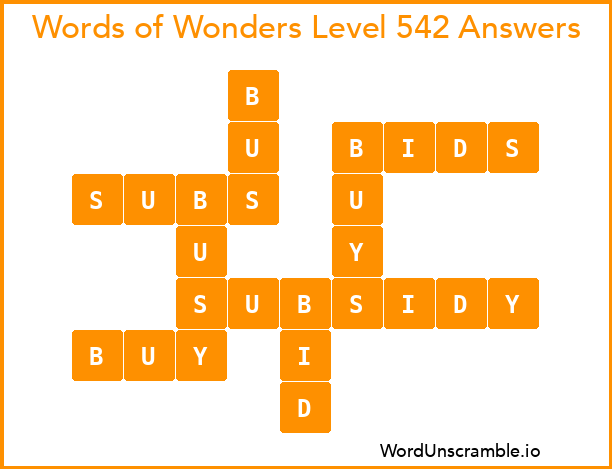 Words of Wonders Level 542 Answers