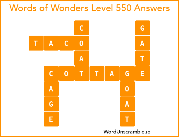 Words of Wonders Level 550 Answers