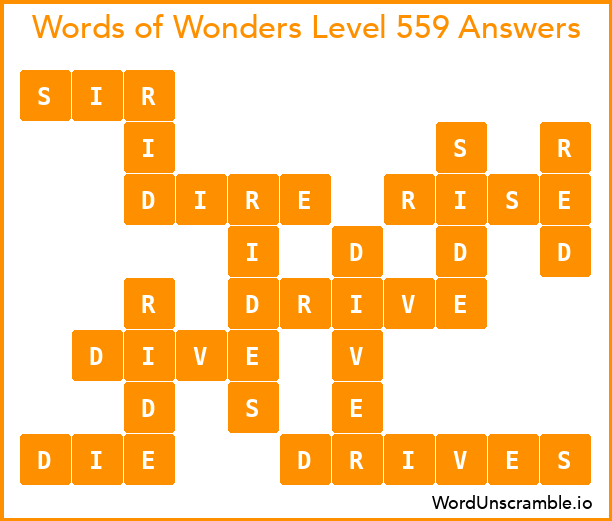 Words of Wonders Level 559 Answers